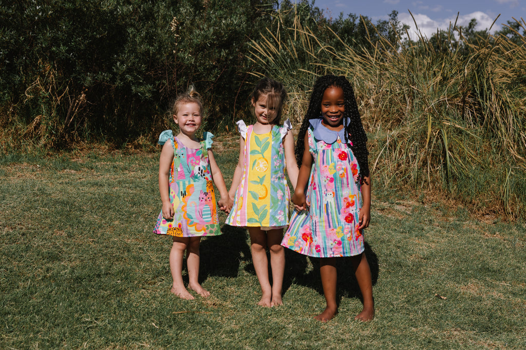 Girls Summer Pocket Dress Funky Cats print