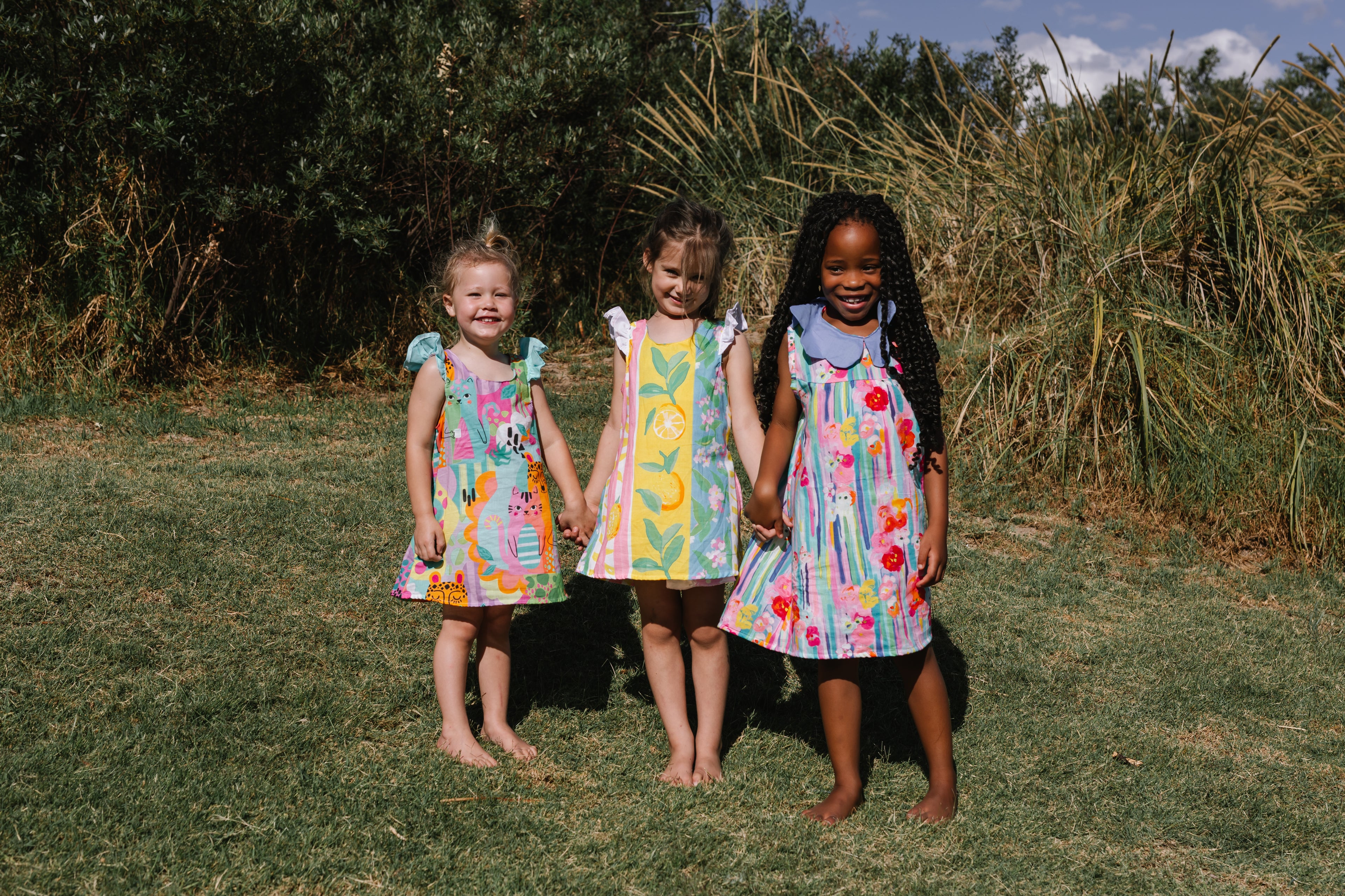 Girls Summer Pocket Dress Funky Cats print