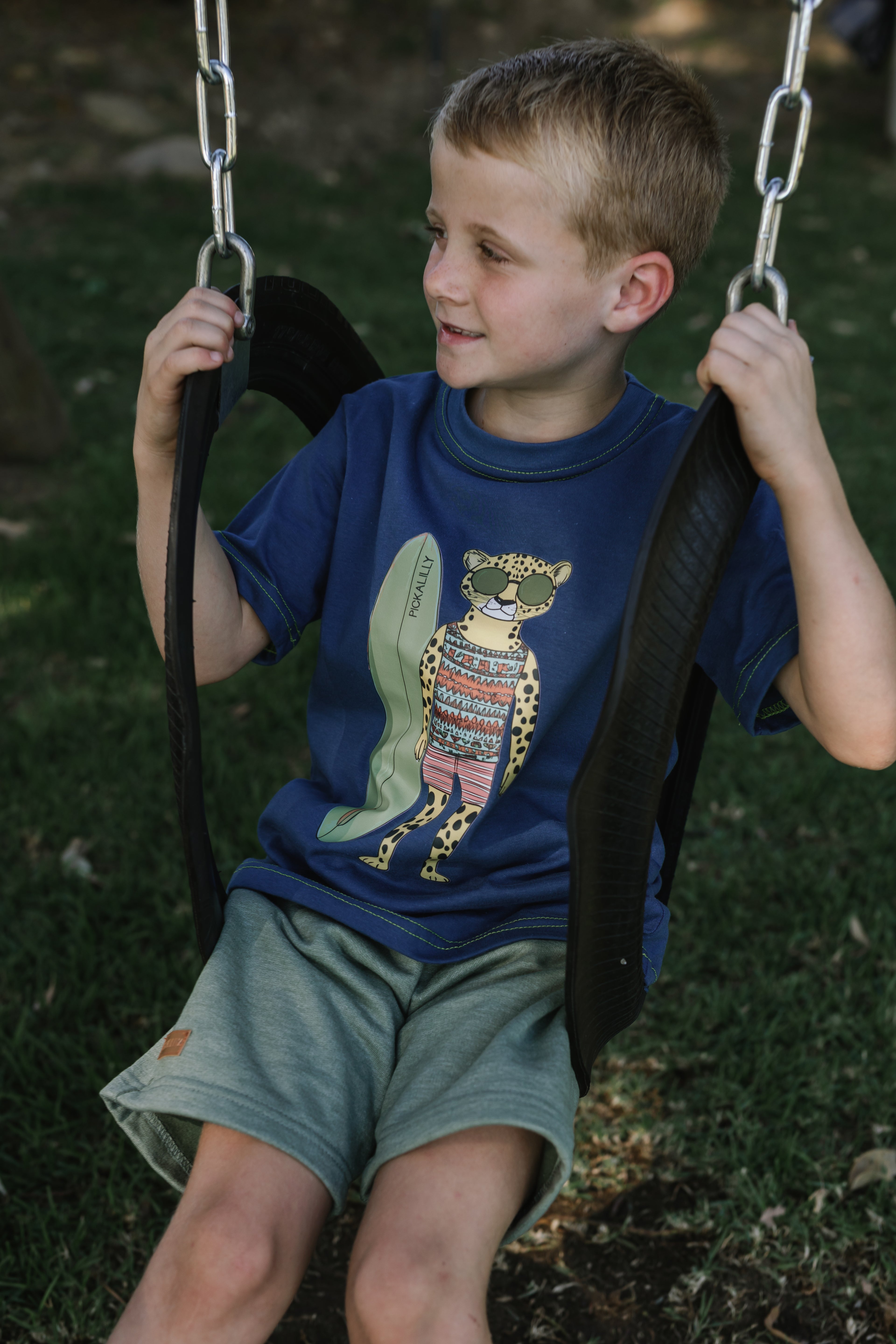 Boys T Shirts Surfboard Cheetah print