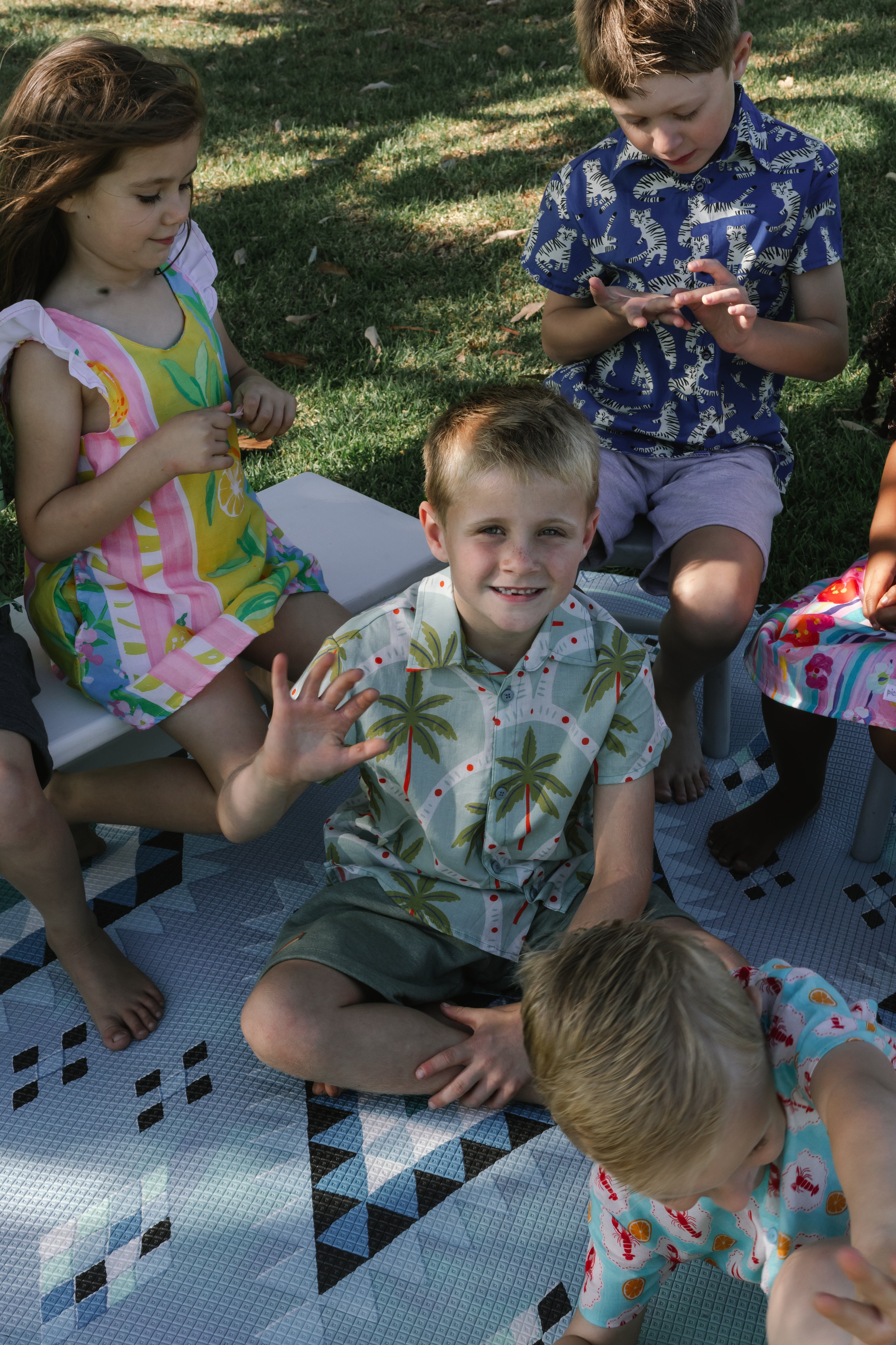 Boys Button Shirt Palm Trees print