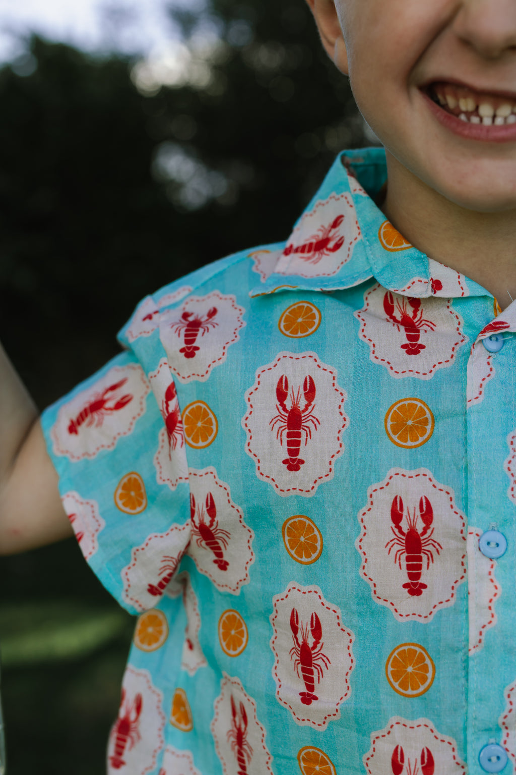 Boys Button Shirt Lobster print