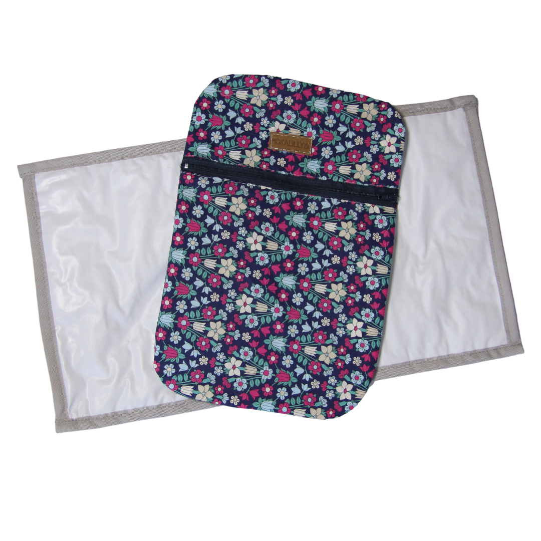 Blue flowery diaper changing bags