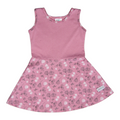Sea pink floral summer twirl dress - sleeveless (Plain front)