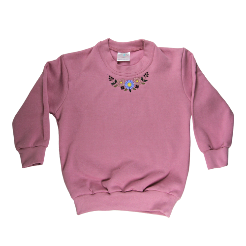 Embroidered Dusty Pink Top - Flower neck