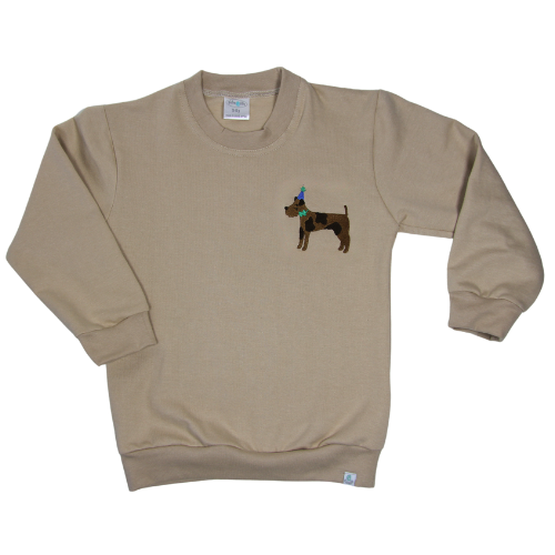 Embroidered Stone Top - Big brown doggo