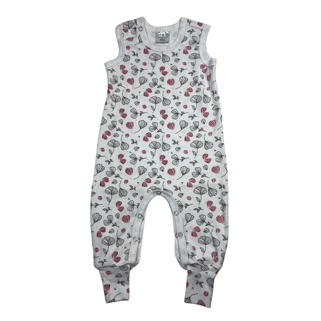 White Floral Baby Crawler suit