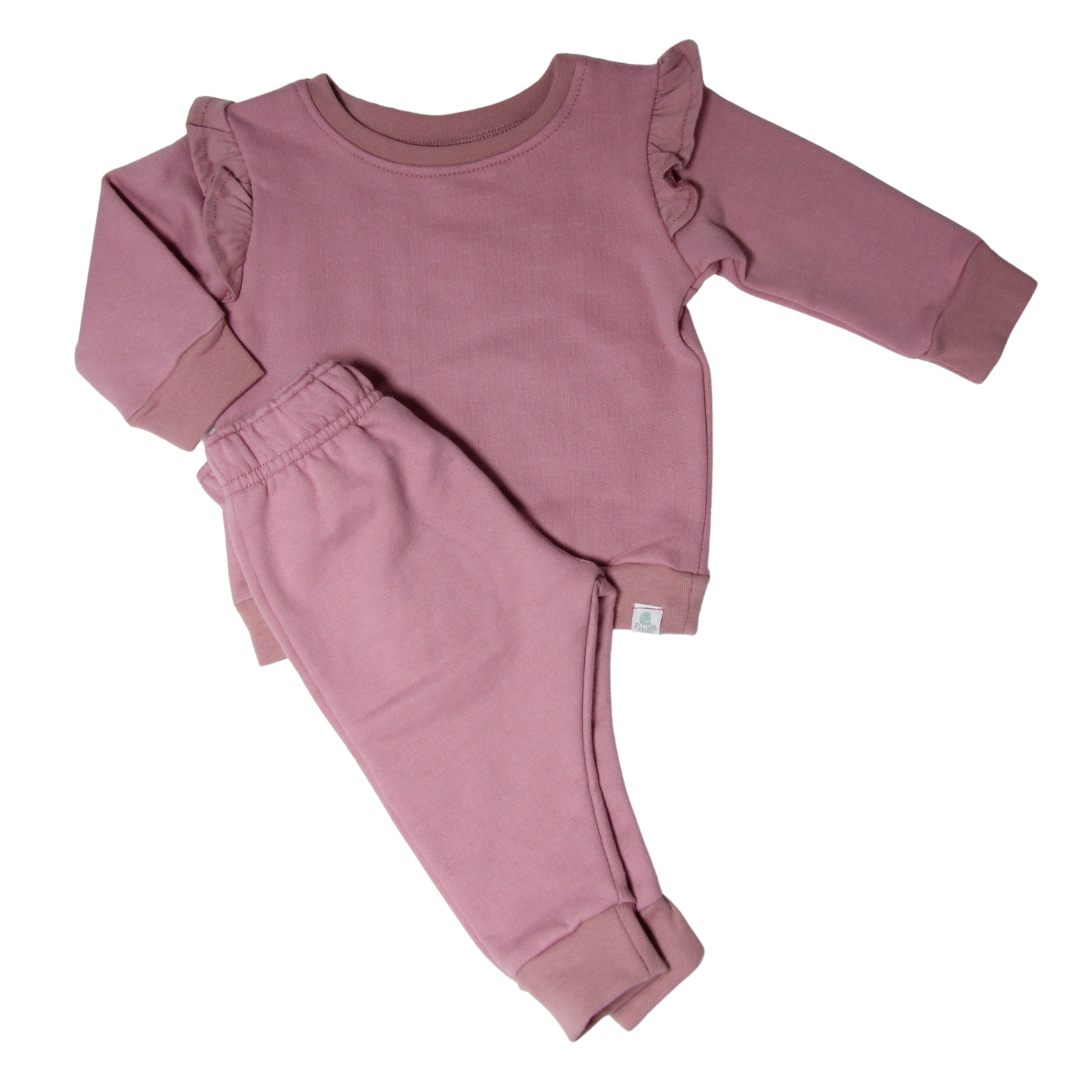 Baby Dusty Pink Tracksuit Set with Frill