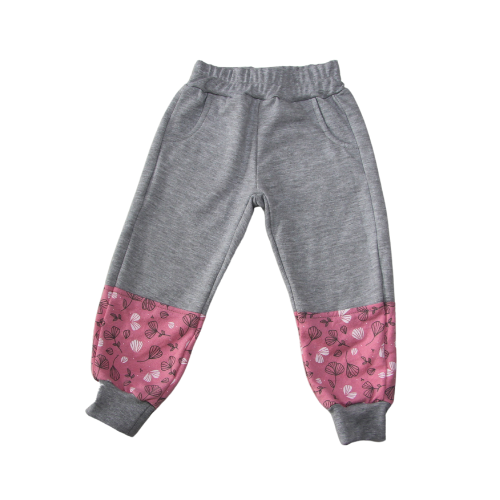 Grey Melange with Seapink Floral Block pants