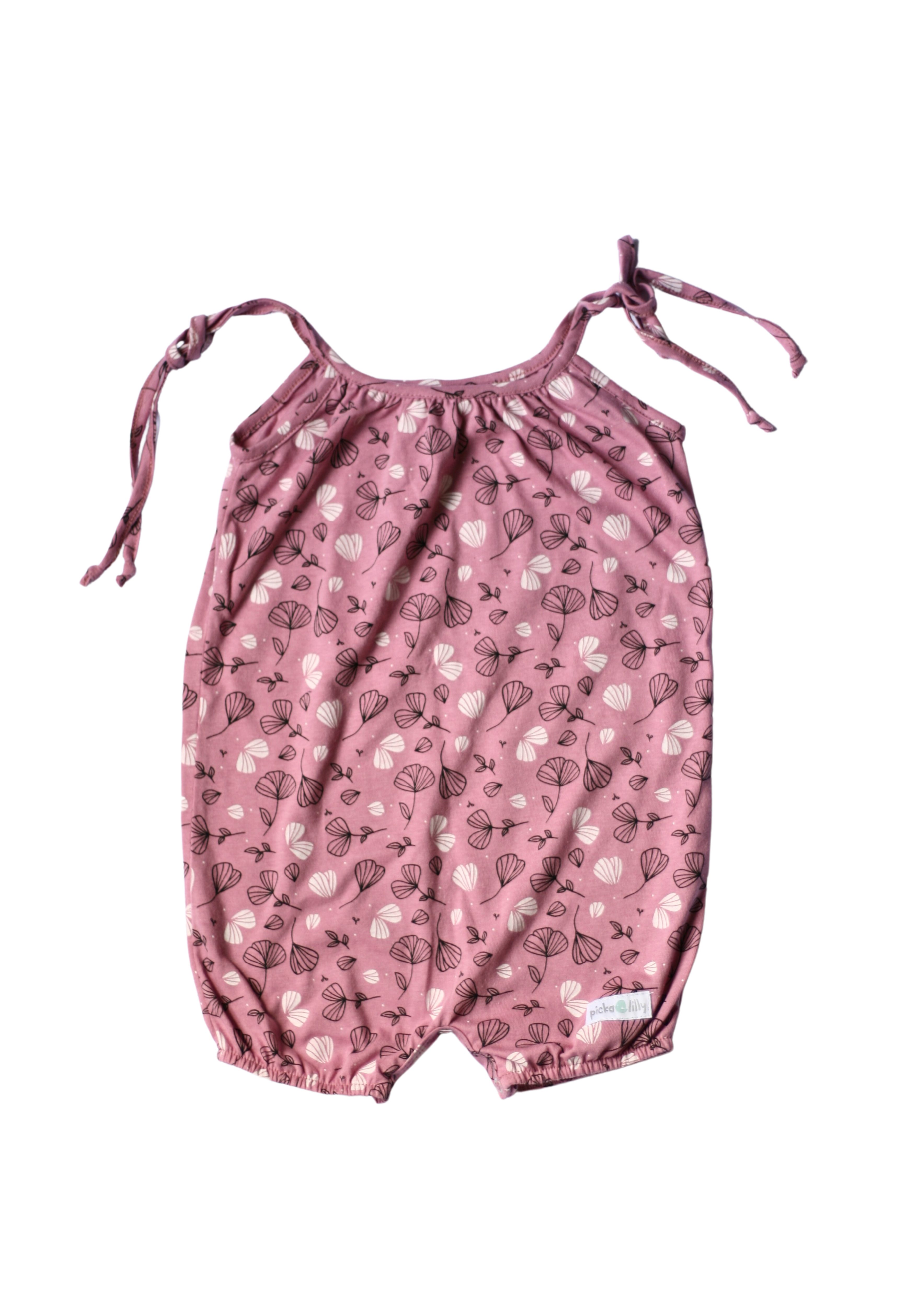 Sea pink with floral print baby playsuit
