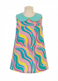 Girls Collar Geometrical Stripes print
