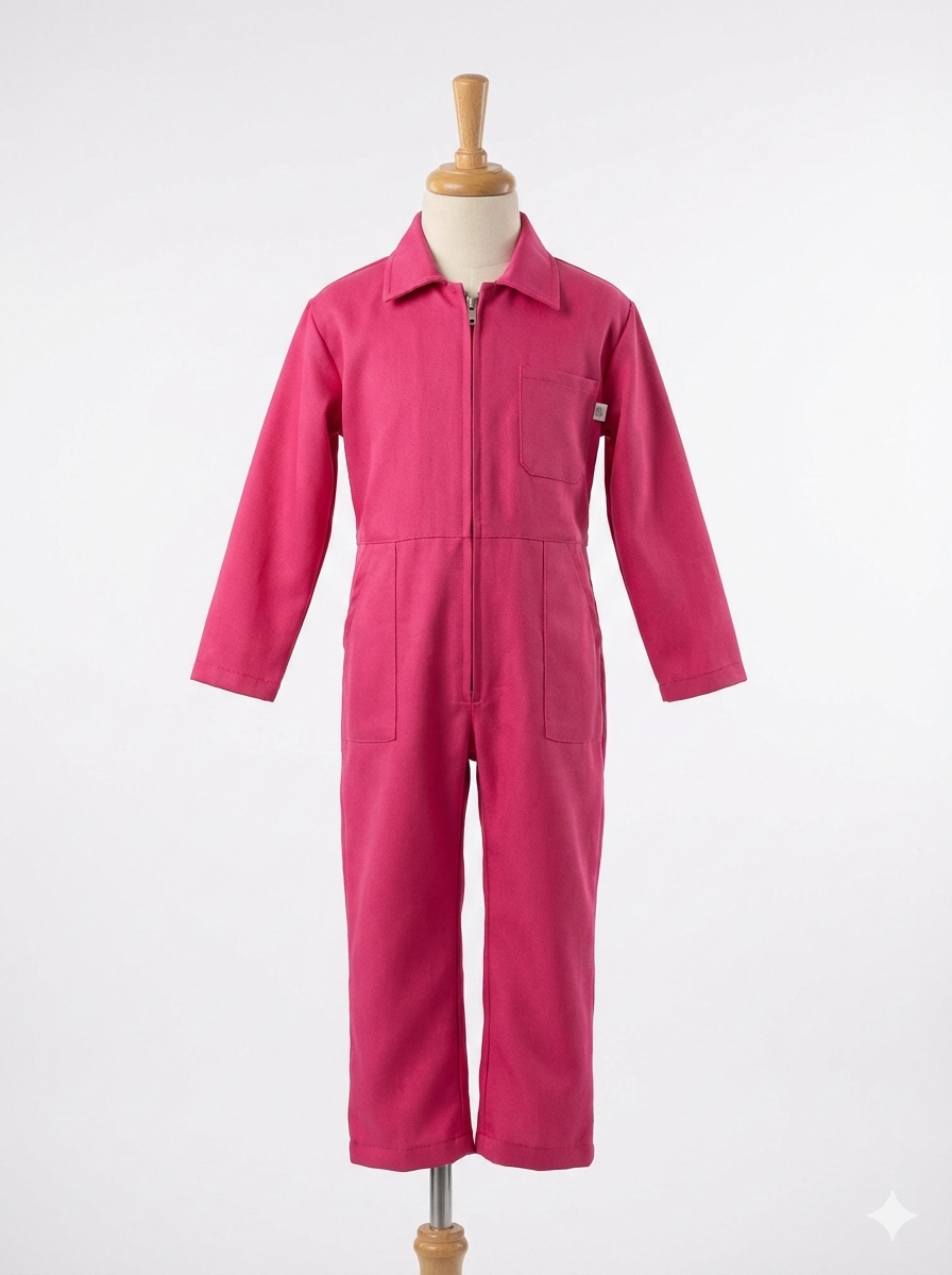 Overalls Bright Pink print