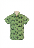 Boys Button Shirt Green Bicycle print