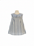 Girls Collar Dresses Denim and White Stripes print