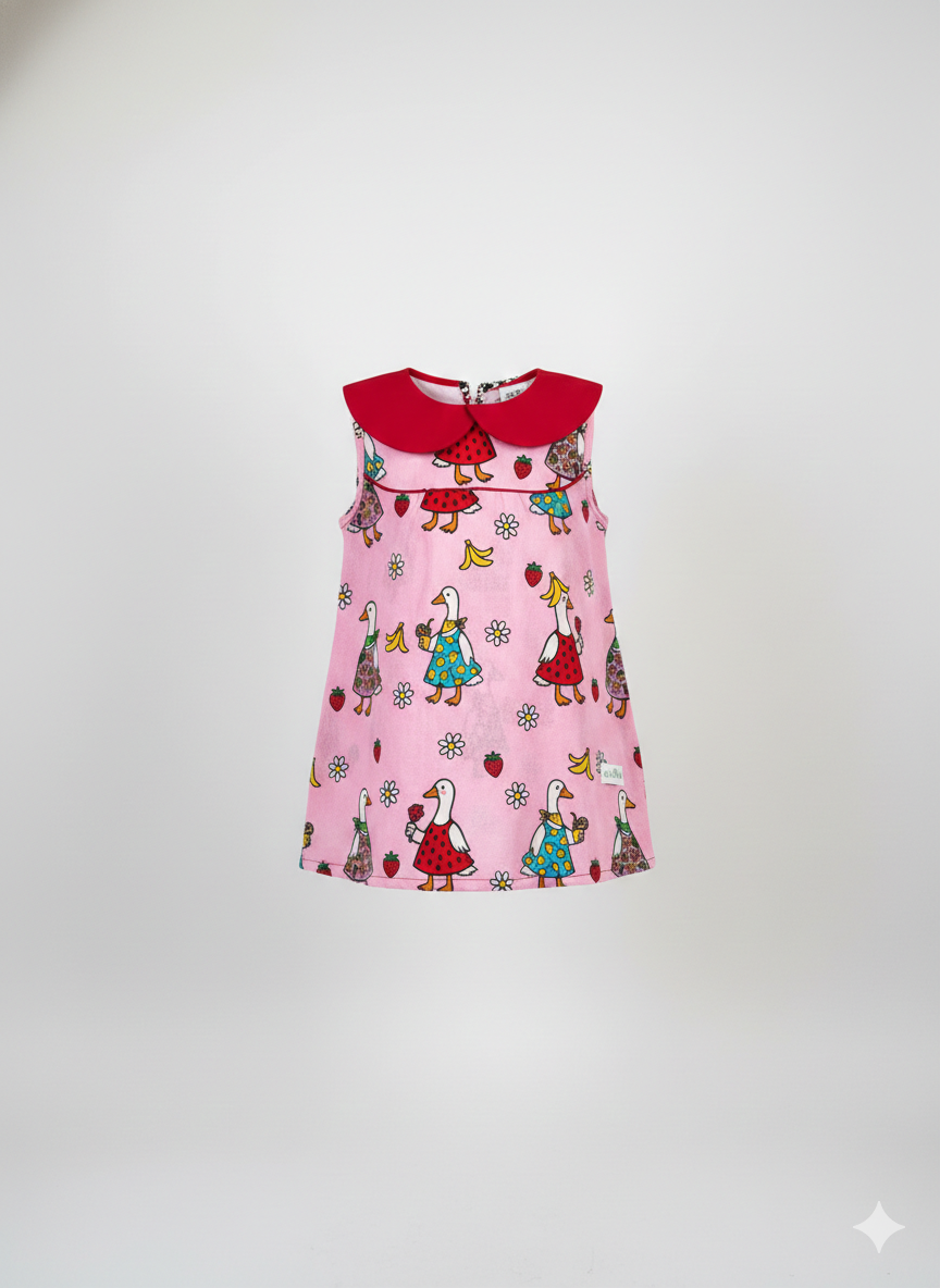 Girls Collar Goose With Strawberries print