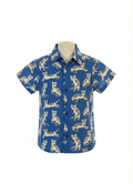 Boys Button Shirt Blue Tigers print