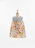 Girls Collar Dresses Soft Cats print
