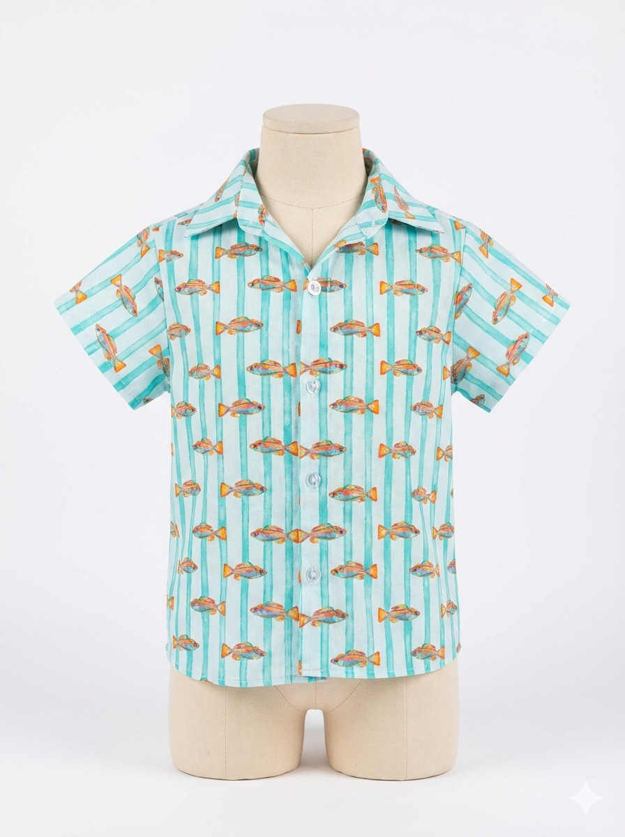 Boys Button Shirt Goldfish print