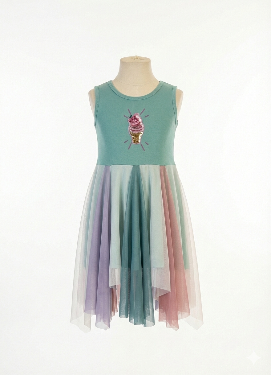 Girls Princess Aqua With Ice-Cream print