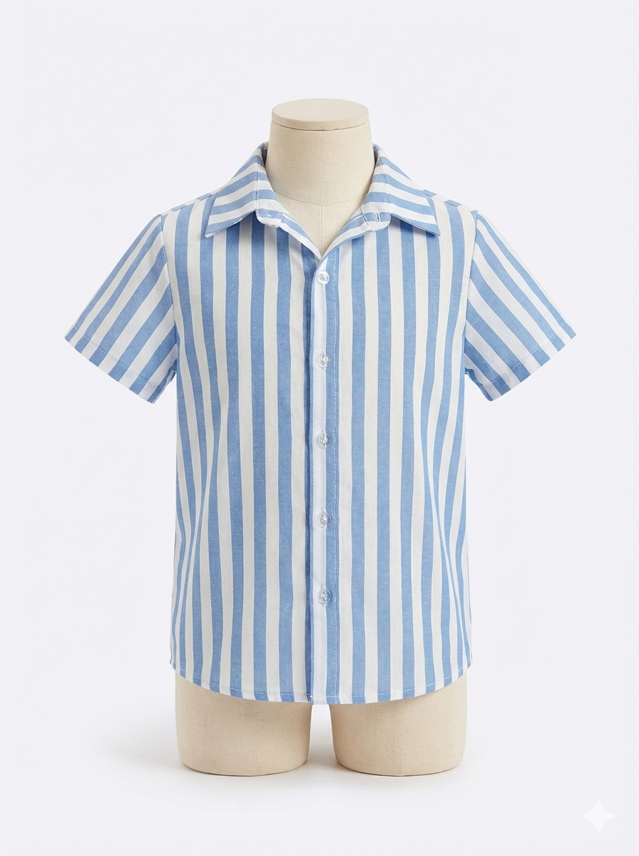 Boys Button Shirt Denim Stripes