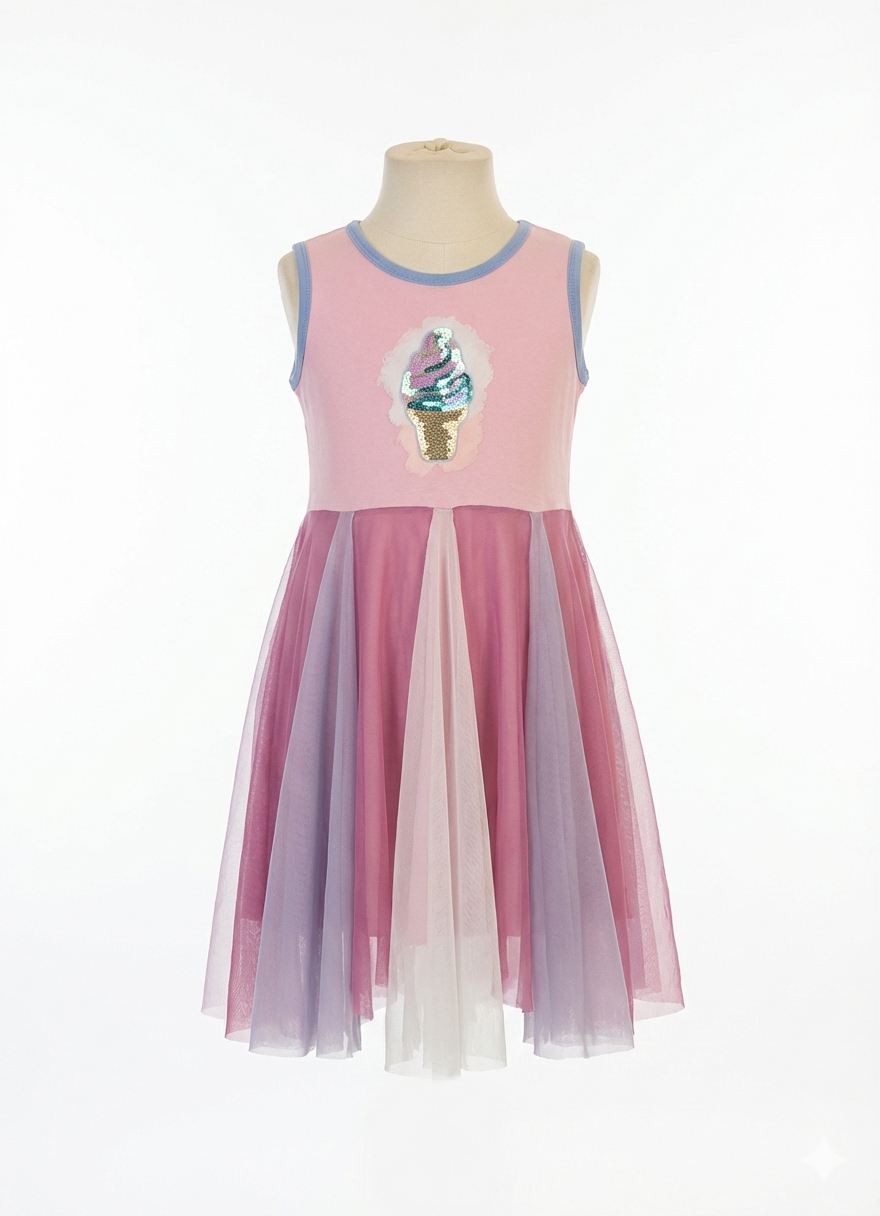Girls Princess Light pink and lavender Ice Cream print