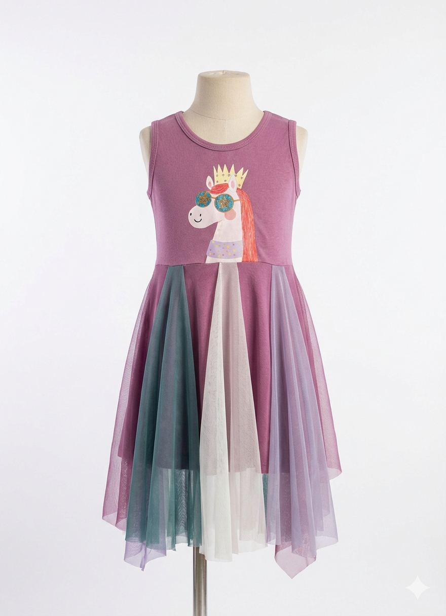 Girls Princess Dress Orchid Magical Pony print