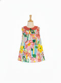 Girls Collar Dresses Peach Flowers print