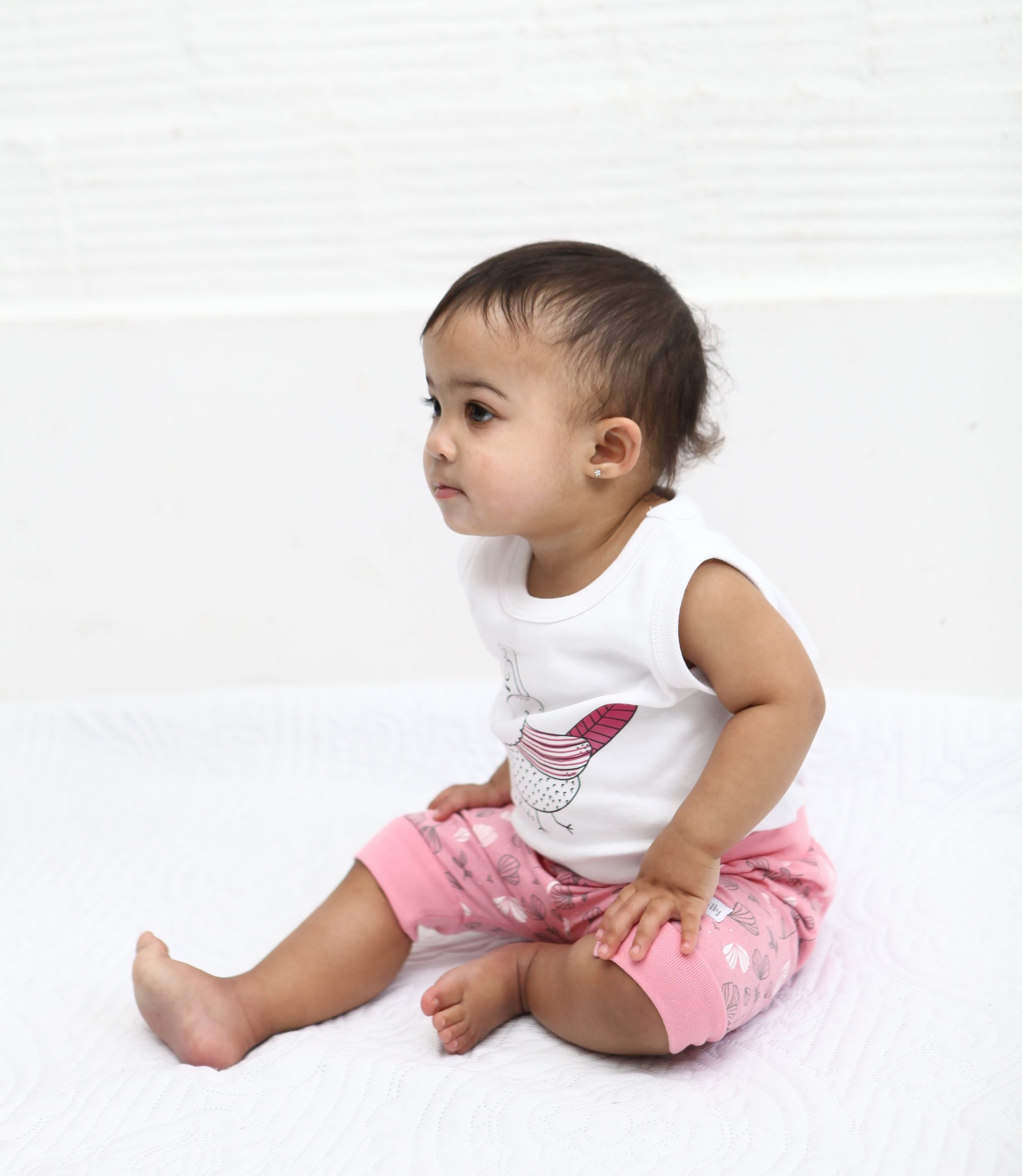 Sea pink floral baby crawlers