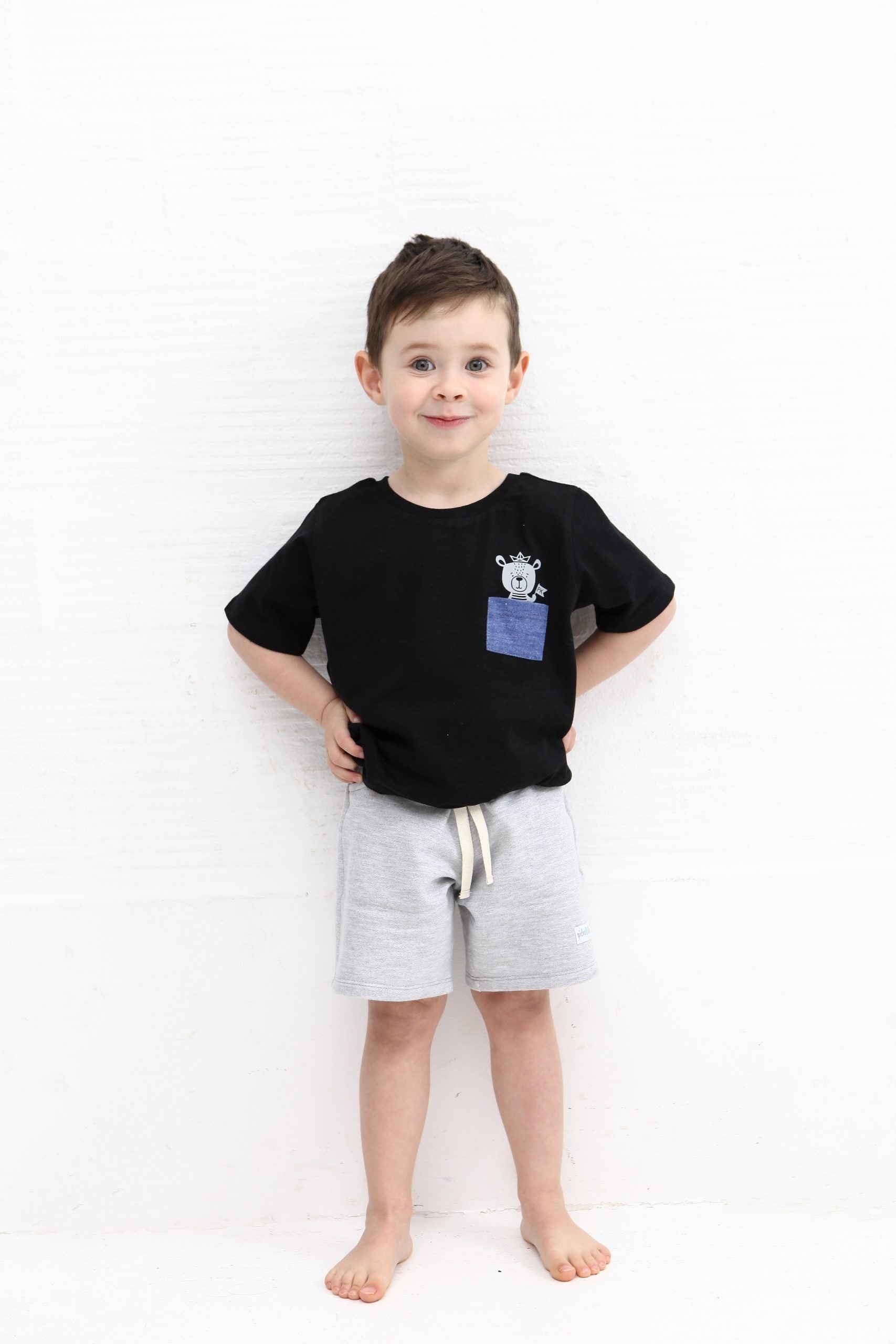 Boys plain grey melange shorts
