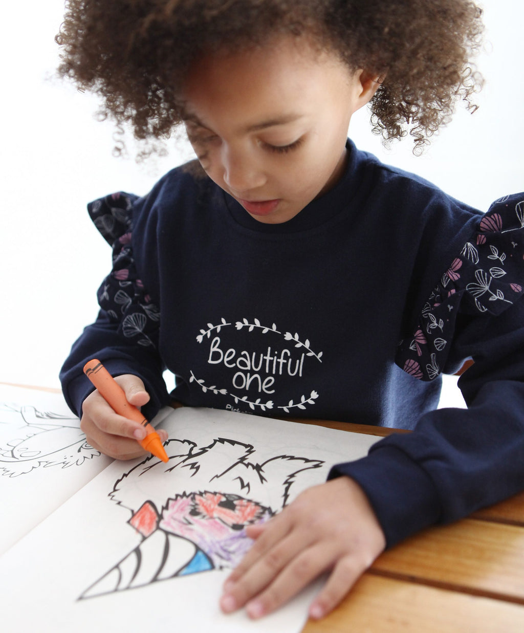 Elegant frilly "Beautiful one" longsleeve navy tops