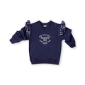 Elegant frilly "Beautiful one" longsleeve navy tops
