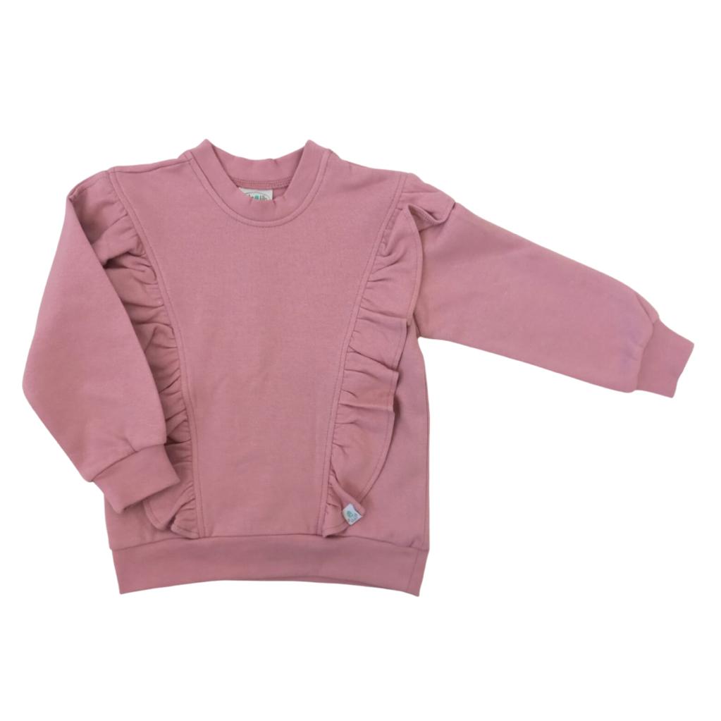 Elegant frilly longsleeve dusty pink tops