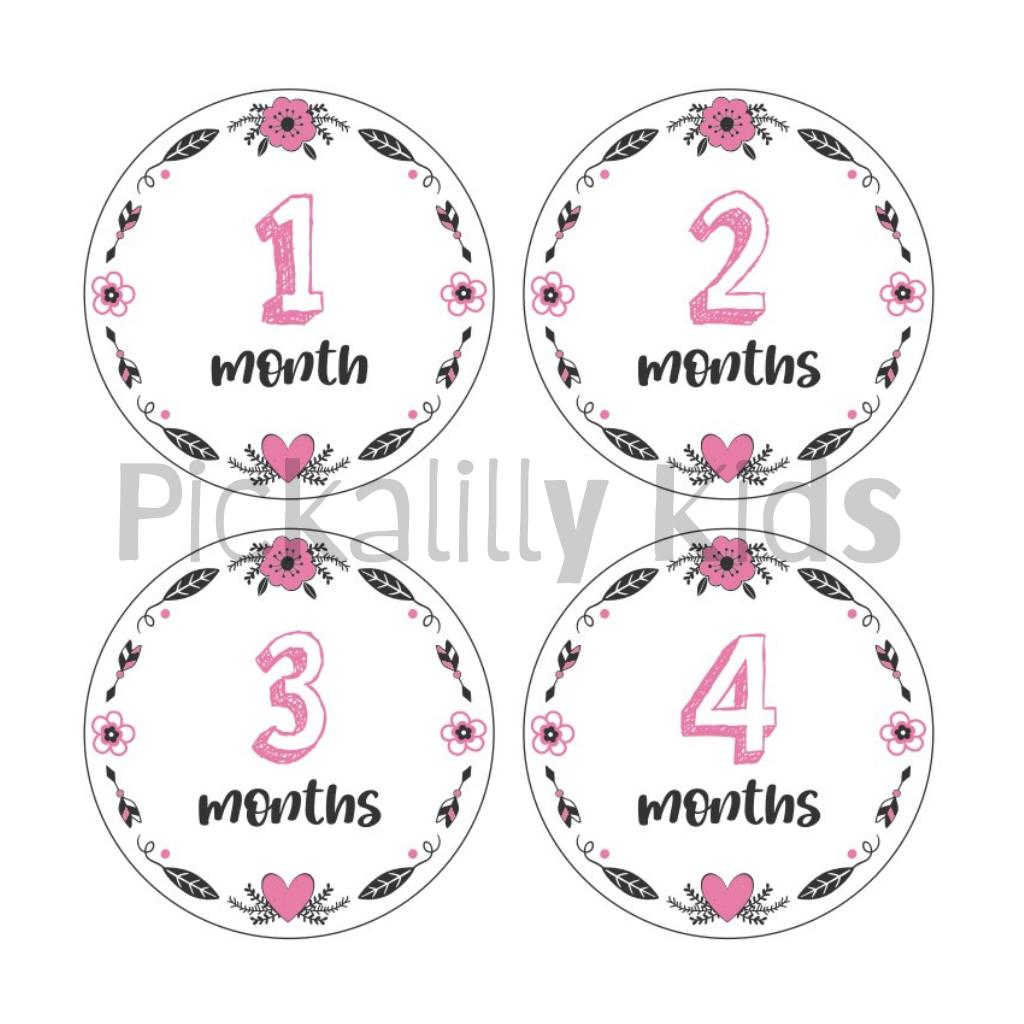 Monthly milestone stickers GIRLS ENGLISH