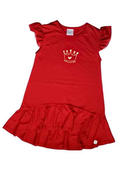 Red celebration dress with golden crown