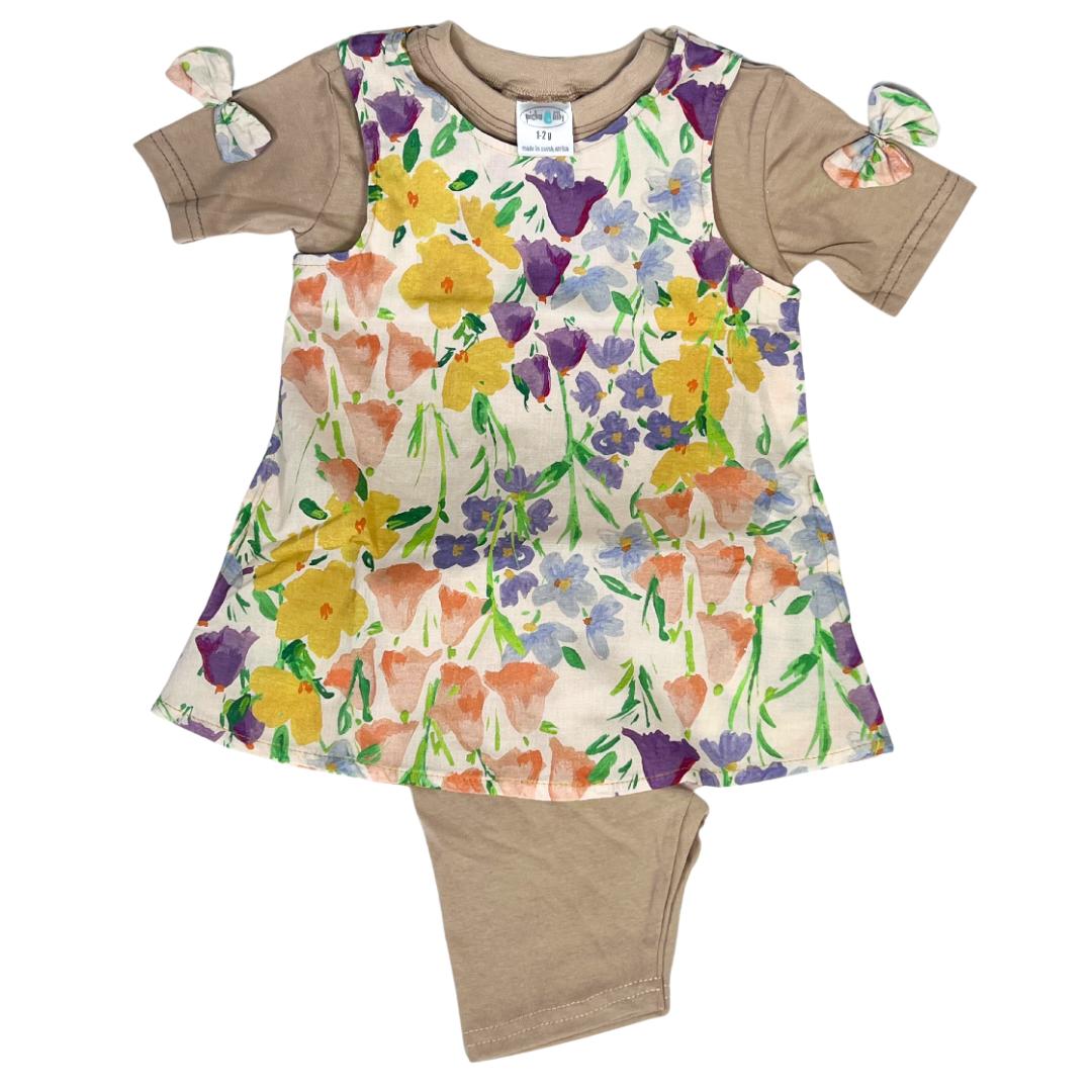 3 pack Meadow pocket dress with t-shirt and pants set