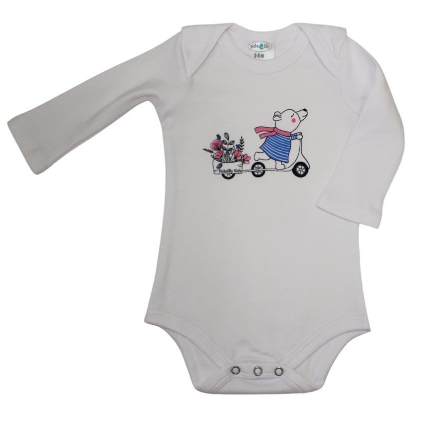 White vest with scooter bear print winter vest