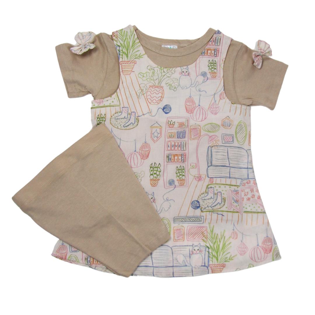 3 pack Living room pocket dress with t-shirt and pants set