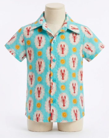 Boys Button Lobster print