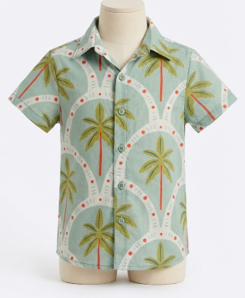 Boys Button Shirts Palm Trees print
