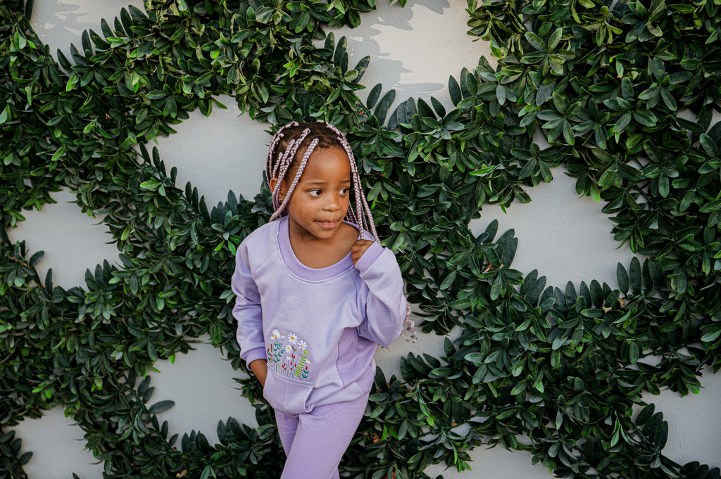 Raglan Chaser Top Lilac Flower Garden