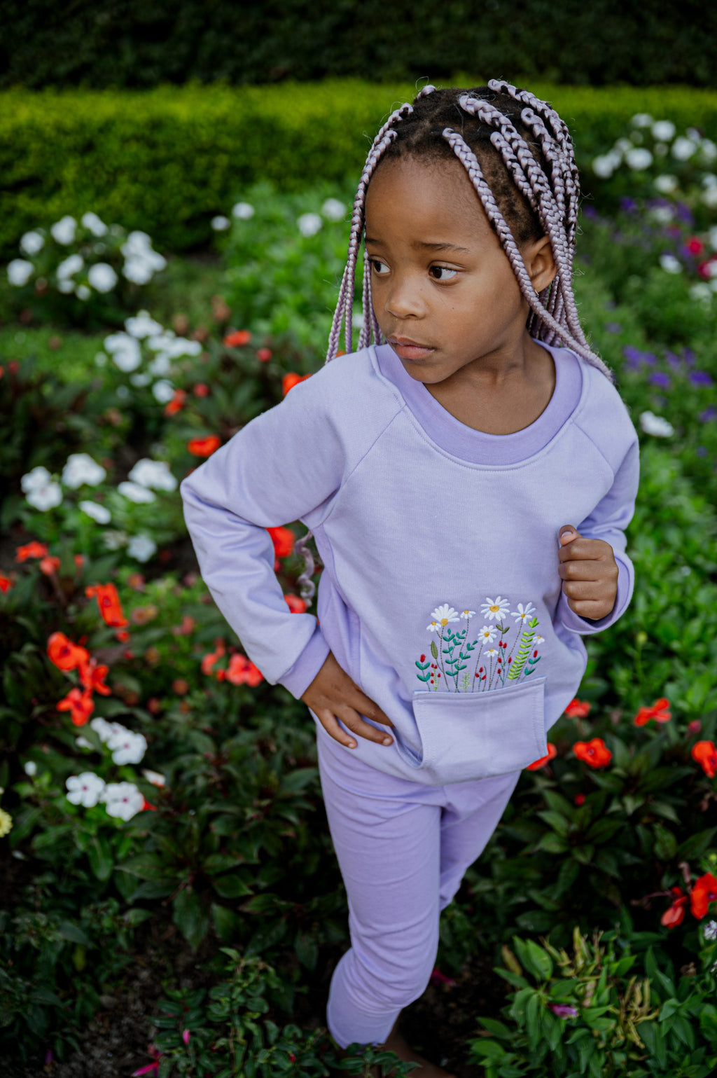 Raglan Chaser Top Lilac Flower Garden